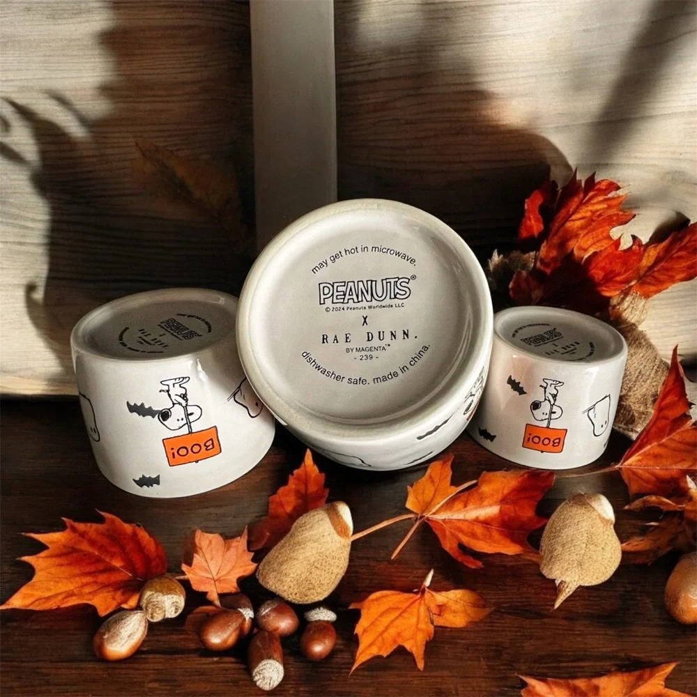NEW Rae Dunn Peanuts Snoopy Halloween Boo Set of 4 Measuring Cups NWT